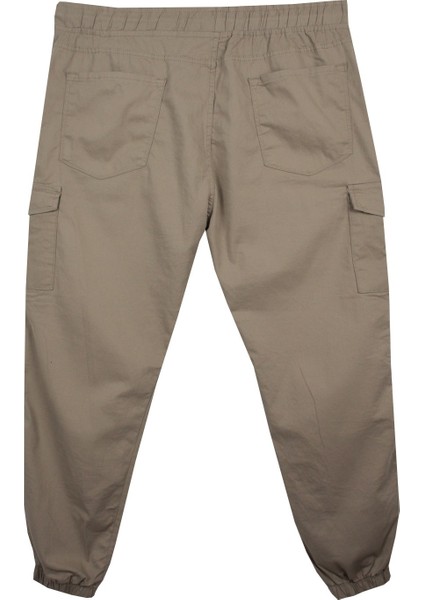 Kargo Cepli Büyük Beden Likralı Jogger Pantolon Bej modelleri