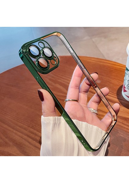 iPhone 14 Pro Kılıf Lens ve Hoparlör Toz Koruma Filtreli Sert Ultra Ince Kenarları Renkli Arkası Sararmaz Şeffaf