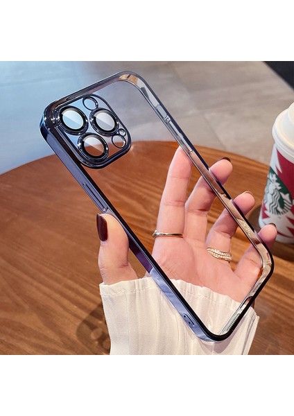 iPhone 14 Pro Kılıf Lens ve Hoparlör Toz Koruma Filtreli Sert Ultra Ince Kenarları Renkli Arkası Sararmaz Şeffaf