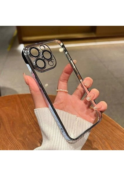 iPhone 14 Pro Kılıf Lens ve Hoparlör Toz Koruma Filtreli Sert Ultra Ince Kenarları Renkli Arkası Sararmaz Şeffaf