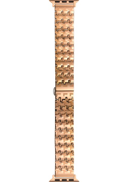 Casestreet Apple Watch 6 44 mm Kordon Metal Zigzag Fit Tasarım Desenli KRD86 Bronz modelleri