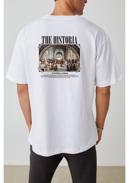 Unisex The Hıstorıa Baskılı Beyaz Oversize Tshirt fiyatları