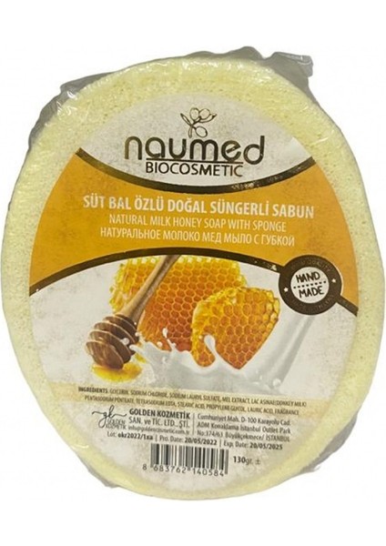 Süt Bal Özlü Doğal Süngerli Sabun 130 gr