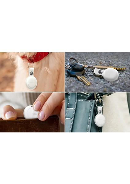 Mitag (3'lü Paket) Apple Uyumlu - Apple MFI Lisanslı-Deri Kılıflı Anahtarlık Konum Takip Cihazı - Beyaz modelleri