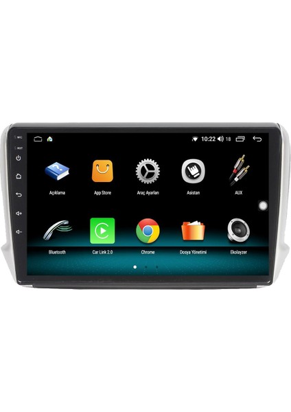 Peugeot 208 Android 12 Multimedya Carplay 8gb Ram + 128GB HDD Navigasyon Ekran