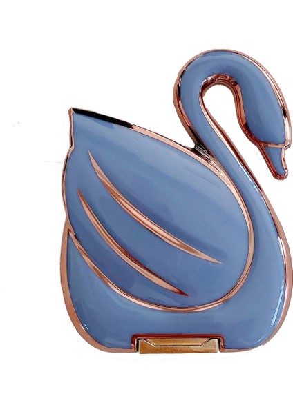 Universal Her Modelle Uyumlu Standlı Kuğu Desenli Ring Mavi