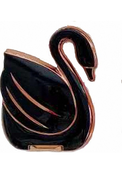 Universal Her Modelle Uyumlu Standlı Kuğu Desenli Ring Siyah