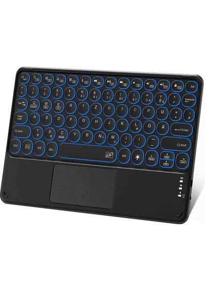 Duhalıne Apple iPad 5. Nesil A1822-A1823 9.7" Tablet Için Uyumlu Şarjlı Touchpadli Yuvarlak Tuş Rgb Bluetooth Klavye