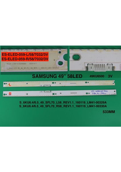 LCD LED-2116 2 Li ÇUBUK-49KU6500-UE49MU6500-UE49MU6459-UE49MU6455U-ELED-059-WİNKEL