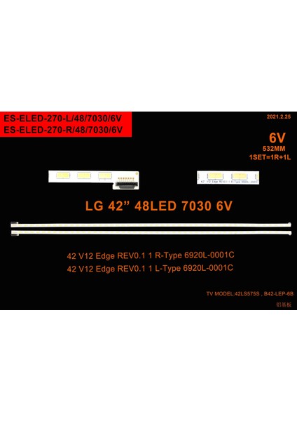 LCD LED-2366 2 Li Çubuk-42 V12 EDGE-LC420EUD-SN042DLD182--ELED270-WİNKEL