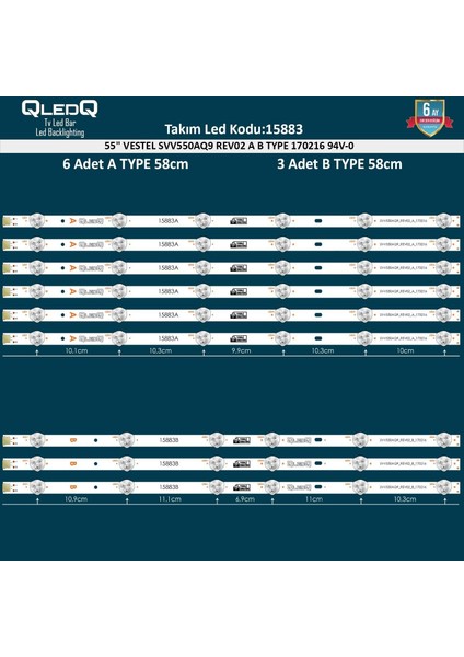 LCD LED 2361 Takım 9 LU-55V5863DA-55UD8400-55R7020U-55UD8460-LCD363-GEN-1129-WİNKEL