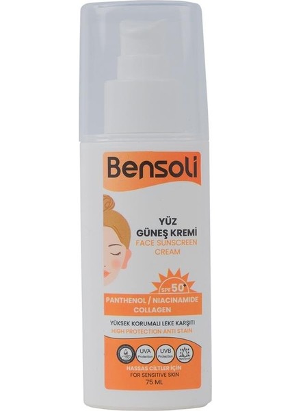 Bensolı Yüz Güneş Kremi Hassas Cilt SPF50+ 75 ml