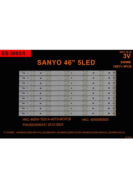 LCD LED-2379 Takım 9 LU-HK460WLEDM-MH17H-LSC460HN01-HK460WLEDM-ES303-WİNKEL