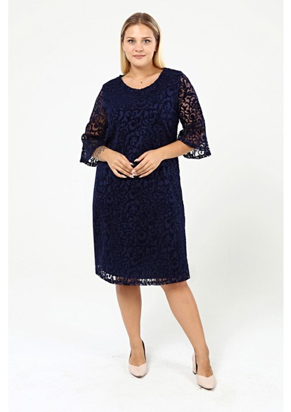 Ispanyol Kol Büyük Beden Abiye Elbise 19A-2166