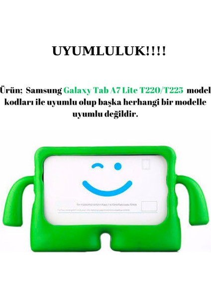 Samsung Galaxy Tab A7 Lite (TT220/T225) ile Uyumlu Silikon Kollu Çocuklar Için Tablet Kılıfı