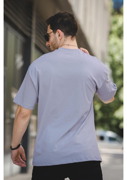 Basic Kabartma Baskılı Pamuklu Bisiklet Yaka Oversize Erkek Tshirt modelleri