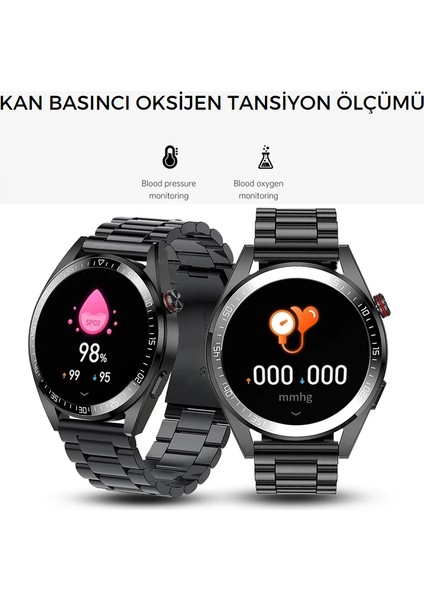 Spor Klasik Gümüş 46MM Arama Yapan Erkek Akıllı Saat Android&ios Huawei Uyumlu Kol Saati Nfc Siri Kablosuz Şarj Destekli