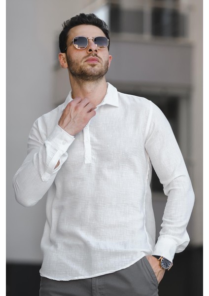 Zanio Slim Fit Yarım Pat Gömlek Yaka Erkek Gömlek fiyatları