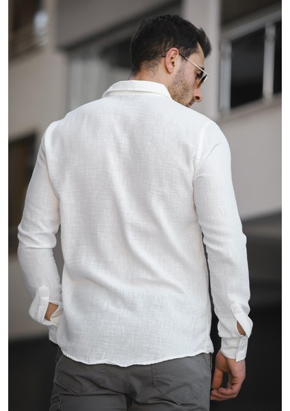 Zanio Slim Fit Yarım Pat Gömlek Yaka Erkek Gömlek fırsatları