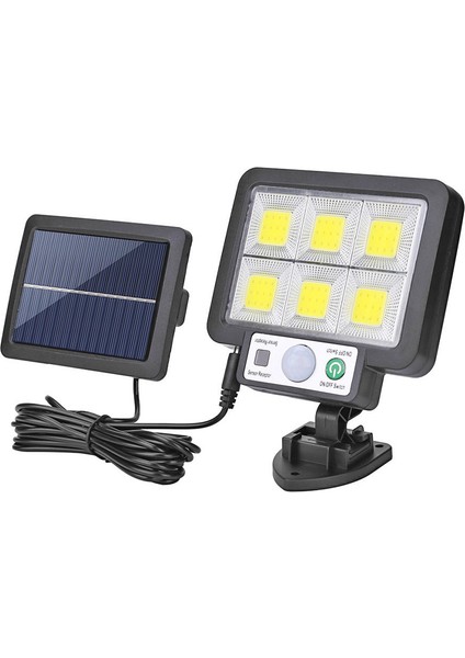 F72 Güneş Enerjili Cob LED Solar Panel Güneş Enerjili 3 Mod Harekete Duyarlı Duvar Lambası 3.5 mt Kablo