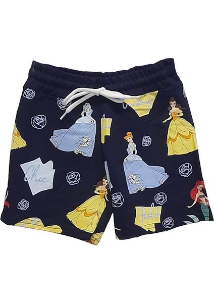 4151 %100 Pamulu Kız Çocuk Baskılı Şort Takım - Ekru-Lacivert - 4-5 Yaş modelleri