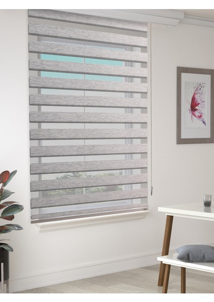 Açık Gri Eco Bambu Stor Zebra Perde , Dayanıklı Alüminyum Kasa