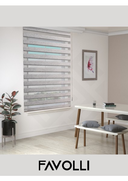 Açık Gri Eco Bambu Stor Zebra Perde , Dayanıklı Alüminyum Kasa