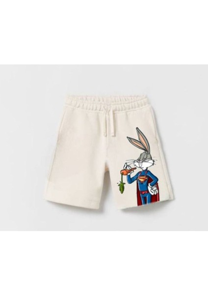 3550 %100 Pamulu Erkek Çocuk Baskılı Şort Takım - Krem - 2-3 Yaş fiyatları