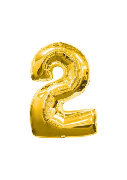 2 Rakamı Altın Folyo Balon 16 Inch 40 cm