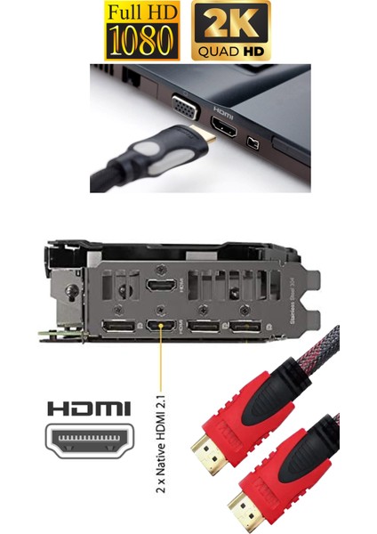 1,5 Metre Örgülü HDMI Kablo - 1.5 Metre HDMI to HDMI Kablo Örgülü Form