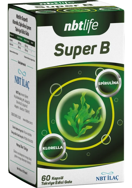 Nbt Life Super B Klorella Spirulina İçeren Takviye Edici Gıda 60 Kapsül