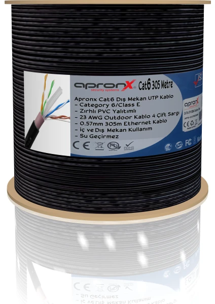 Cat6 23AWG 305M Outdoor 0,57MM Siyah Utp Kablo