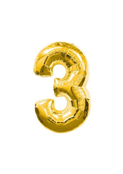 3 Rakamı Altın Folyo Balon 16 Inch 40 cm