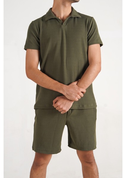 Erkek Polo Yaka Fitilli Kumaş Tshirt