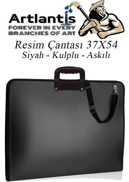 Resim Çantası Fermuarlı Kulplu 37X54 cm 1 Adet Teknik Resim Dosya Çantası 35X50 cm Askılı Proje Çantası Okul Sınıf