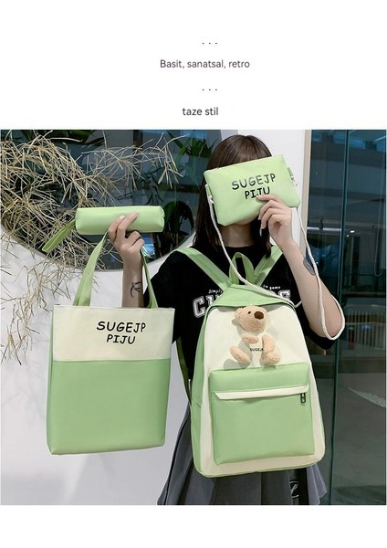 Enjoy Home Kadın Ilkokul Öğrencileri Dört Parçalı Ins Rüzgar Ortaokul Sevimli Üniversite Öğrencileri Büyük Kapasiteli Sırt Çantası (Yurt Dışından) modelleri