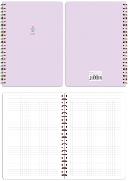 A5 Spiralli Okul Defteri 80 Yaprak 4'lü Set - Kareli