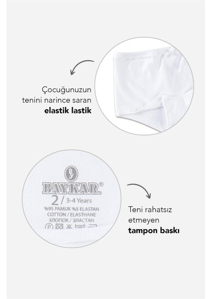 Kız Çocuk Beyaz Pamuklu Likralı Boxer Şort 3'lü Paket Beyaz fiyatları