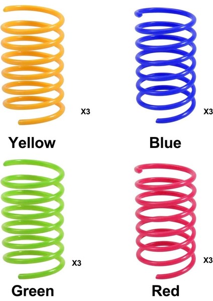 12 Parça Renkli Bahar Kedi Oyuncağı - Interaktif Plastik Spiral Yaylar (Yurt Dışından)