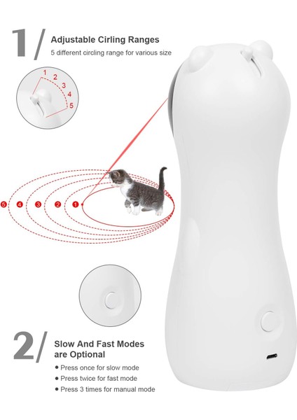 Everwin Otomatik Kedi Lazer Oyuncağı - USB Şarjlı, 5 Model (Yurt Dışından)