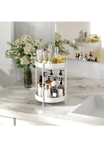 Beyaz 35 cm 2 Katlı Mutfak Banyo Düzenleyici Servis Sunum Standı Çok Amaçlı Organizer fiyatları