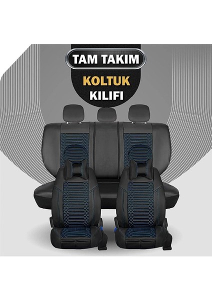 Fresh Start hyundai Accent Lüx Full Deri Oto Koltuk Kılıfı Ön Arka Takım Giydirme Tip Siyah Mavi