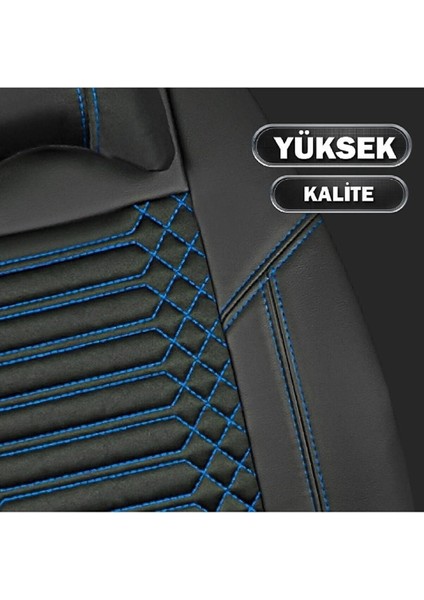 Fresh Start renault Clio 2 Hb Lüx Full Deri Oto Koltuk Kılıfı Ön Arka Takım Giydirme Tip Siyah Mavi indirimleri