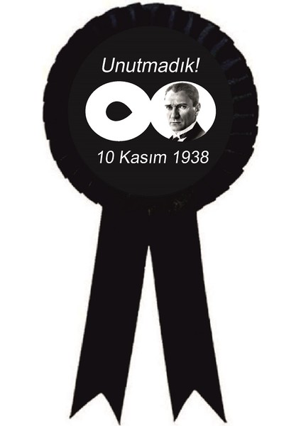 a 10 Kasım 1938 Mustafa Kemal Atatürk' Lü Kurdela , Kurdale Kurdela Yaka Kokartı Kokart Rozet
