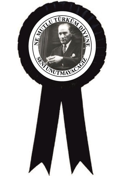 a 10 Kasım 1938 Mustafa Kemal Atatürk' Lü Kurdela , Kurdale Kurdela Yaka Kokartı Kokart Rozet