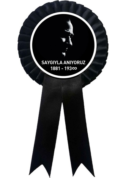 a 10 Kasım 1938 Mustafa Kemal Atatürk' Lü Kurdela , Kurdale Kurdela Yaka Kokartı Kokart Rozet
