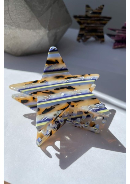 Yıldız Figürlü Ithal Kemik Mandal Toka Mavi SBT1596