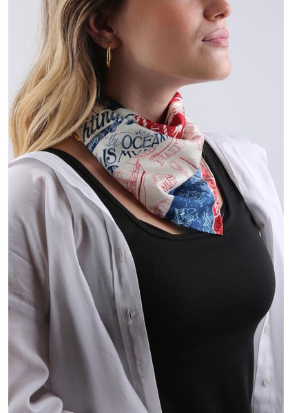 La Pescara Çok Renkli Denizci Motif Fular Bandana 55-55 cm KDNF06