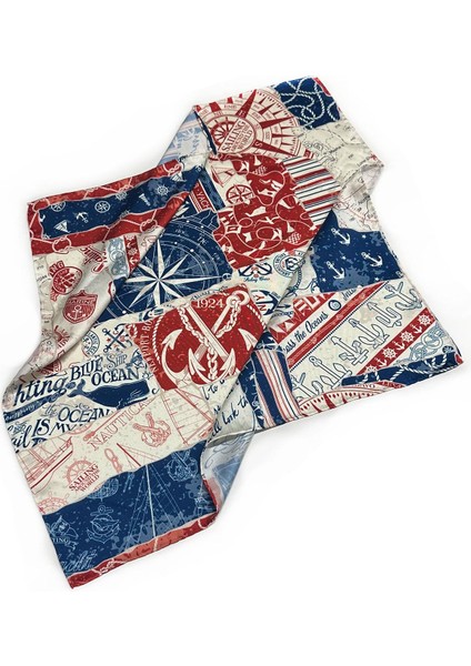 La Pescara Çok Renkli Denizci Motif Fular Bandana 55-55 cm KDNF06