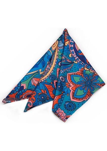 La Pescara Çok Renkli Şal Desen Fular Bandana 55-55CM KDNF21